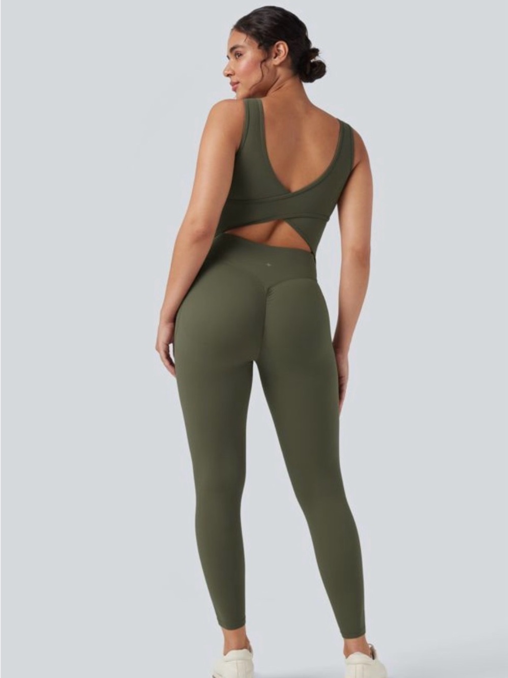 HALARA Ultrasculpt Olive Green High-Waist Sculpting with Cross-Back Jumpsuit